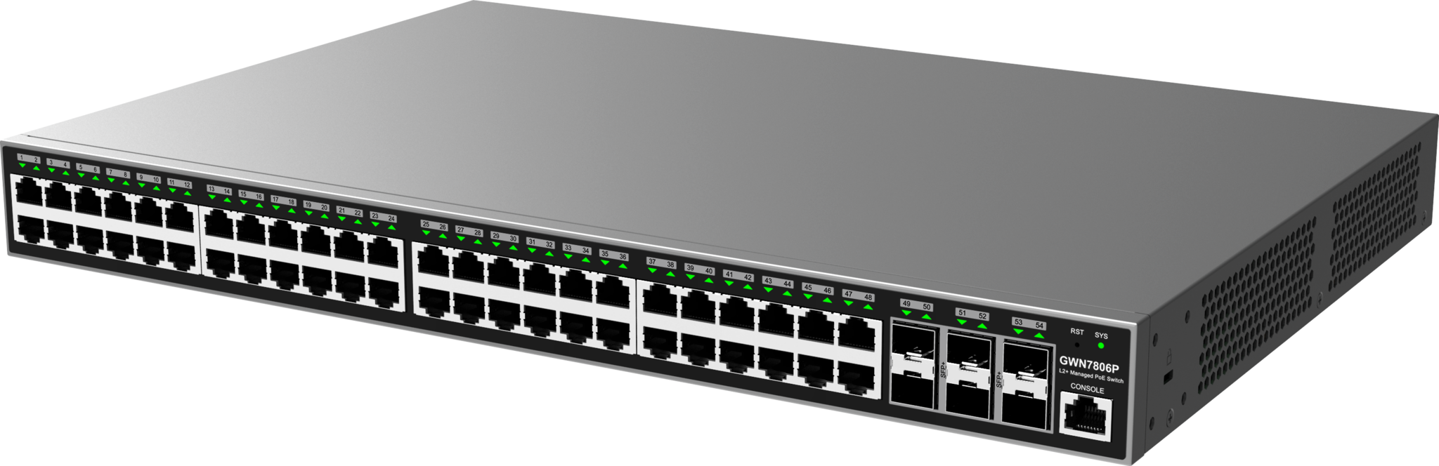 Grandstream Grandstream GWN7806P 48-Poorts PoE+ Managed Switch met 6x 10G SFP+