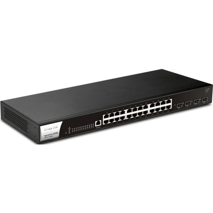 Draytek DrayTek VigorSwitch G2280x Managed L2+ Switch - 24x Gigabit PoE+ & 4x 10G SFP+ Uplink