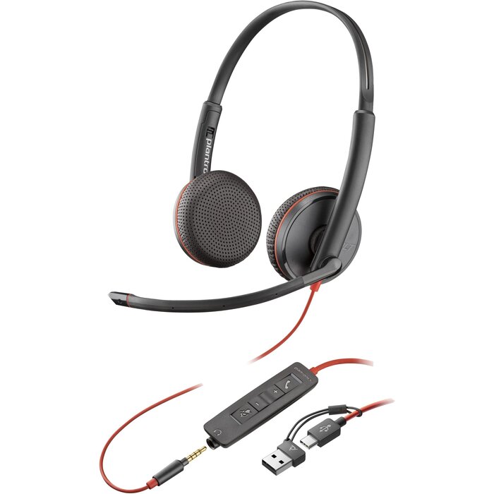 HP HP Poly Blackwire 3225 Stereo USB-C Headset + 3.5mm & USB-A Adapter