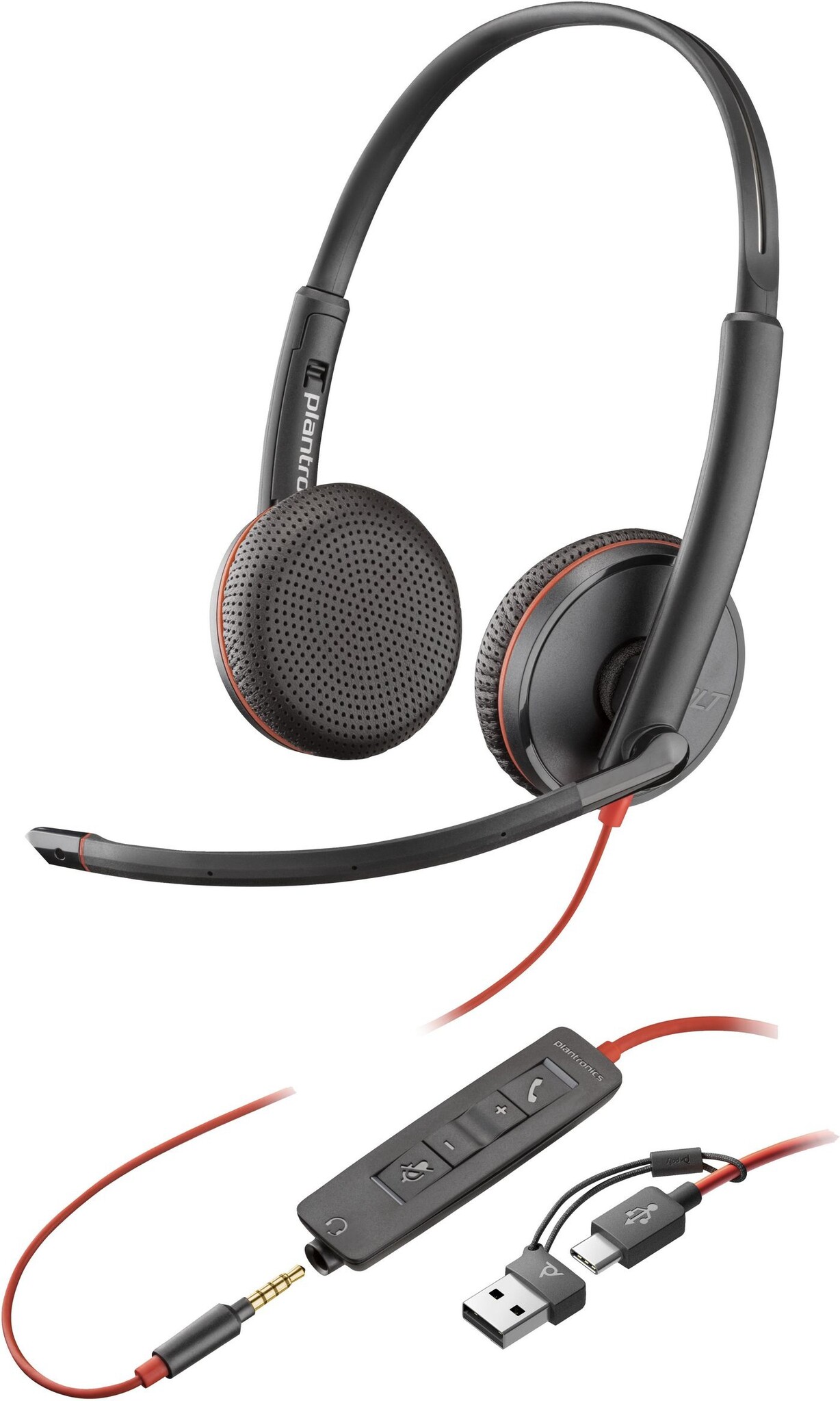 HP HP Poly Blackwire 3225 Stereo USB-C Headset + 3.5mm & USB-A Adapter