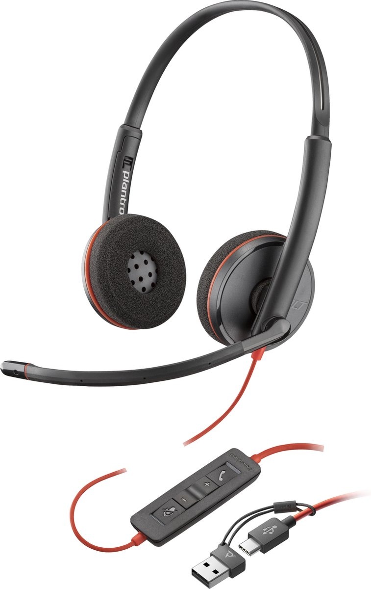 HP HP Blackwire 3220 Stereo USB-C Headset met USB-A Adapter