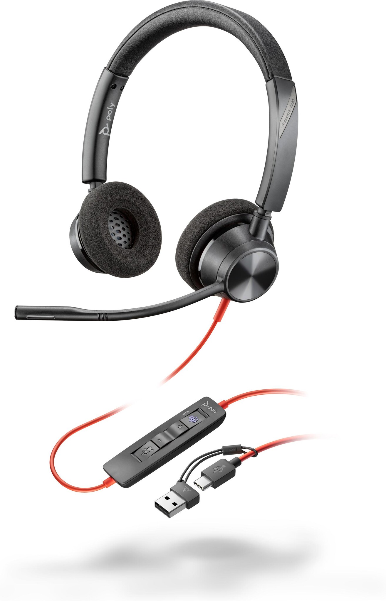 HP HP Blackwire 3220 Stereo USB-C Headset (met USB-A adapter)