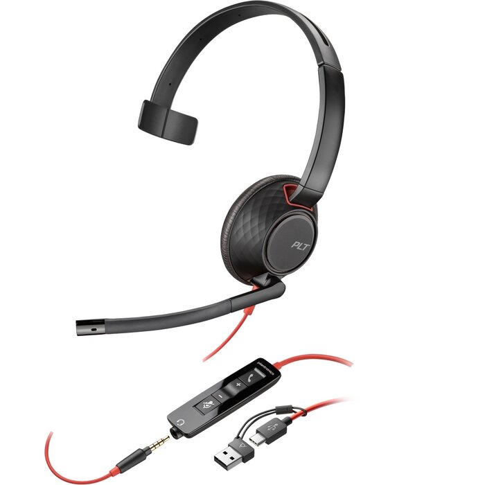 HP HP Blackwire 5210 Mono USB-C Headset met USB-A Adapter
