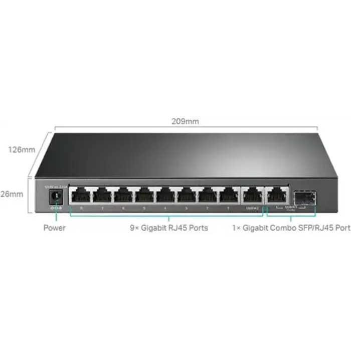 TP-Link TP-Link TL-SG1210MPE 10-Poorts Gigabit Switch 123W PoE+ (TL-SG1210MPE)