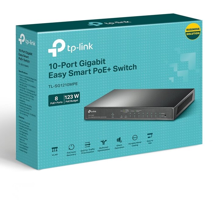 TP-Link TP-Link TL-SG1210MPE 10-Poorts Gigabit Easy Smart Switch - 8x PoE+ (123W) & SFP