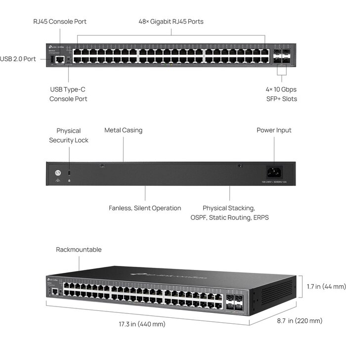 TP-Link TP-Link Omada SG5452X 48-Poorts L3 Managed Switch met 4x 10G SFP+