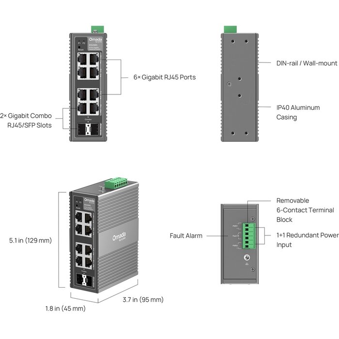 TP-Link TP-Link Omada IES208G 8-Poorts Industriële Switch (IES208G)