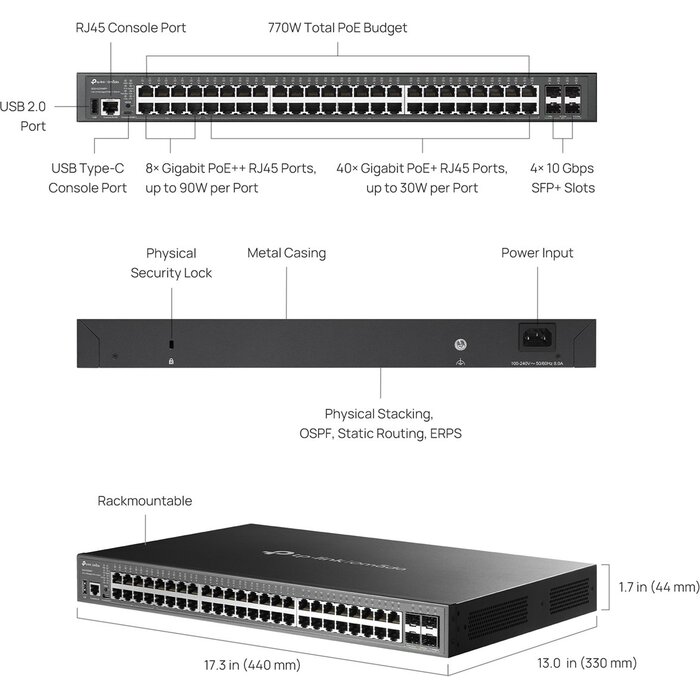 TP-Link TP-Link Omada SG5452XMPP 48-Poorts 2.5G PoE++ Switch (SG5452XMPP)