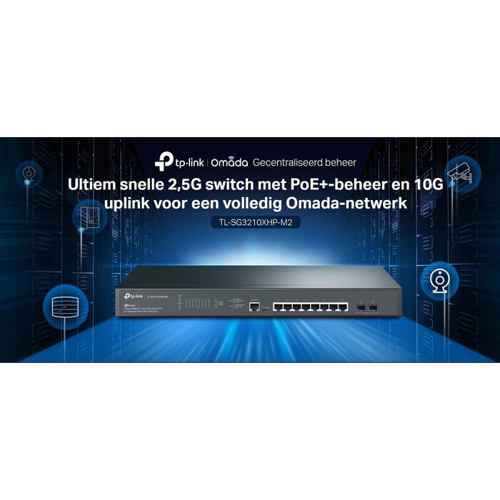 TP-Link TP-Link Omada SG3210XHP-M2 8-Poorts 2.5G PoE+ Switch met 10G Uplinks