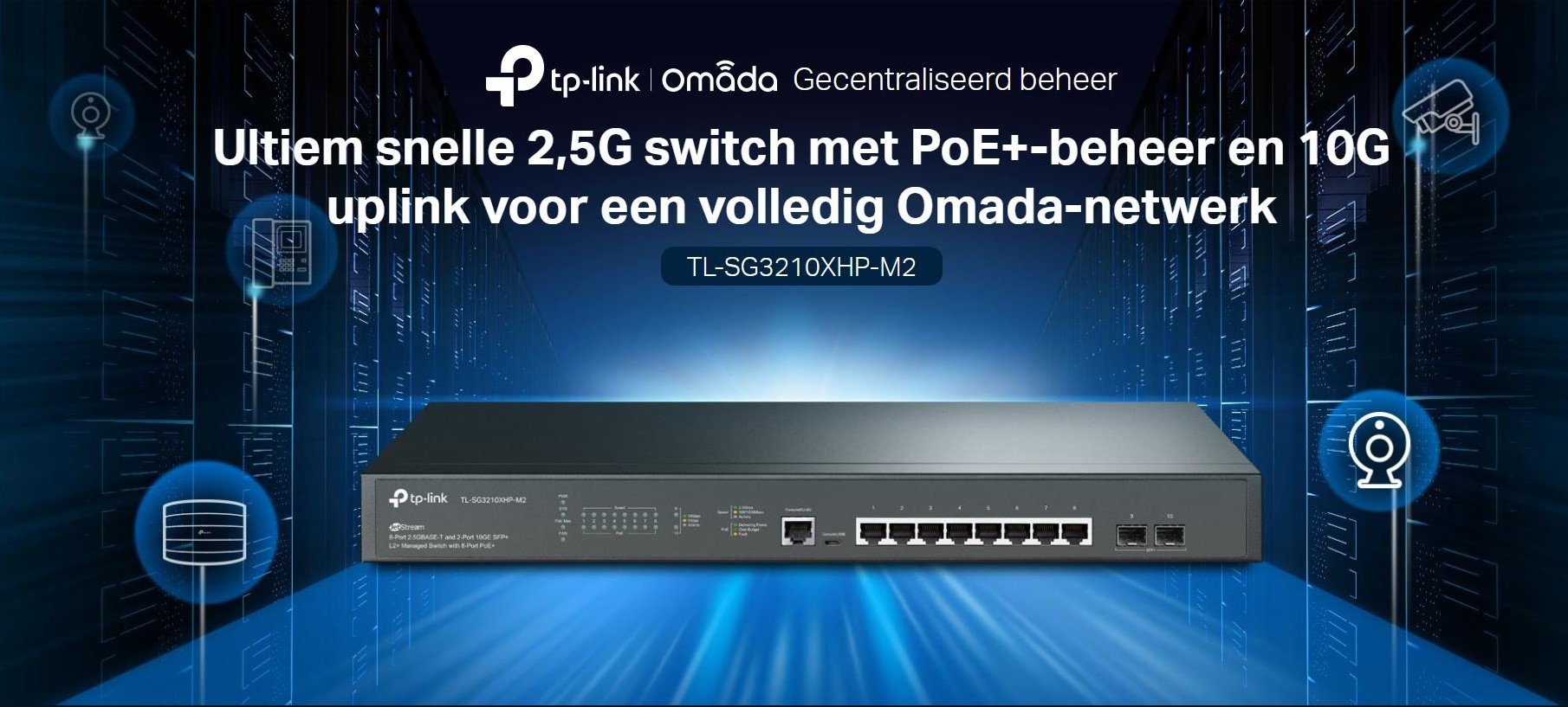 TP-Link TP-Link Omada SG3210XHP-M2 8-Poorts 2.5G PoE+ Switch met 10G Uplinks