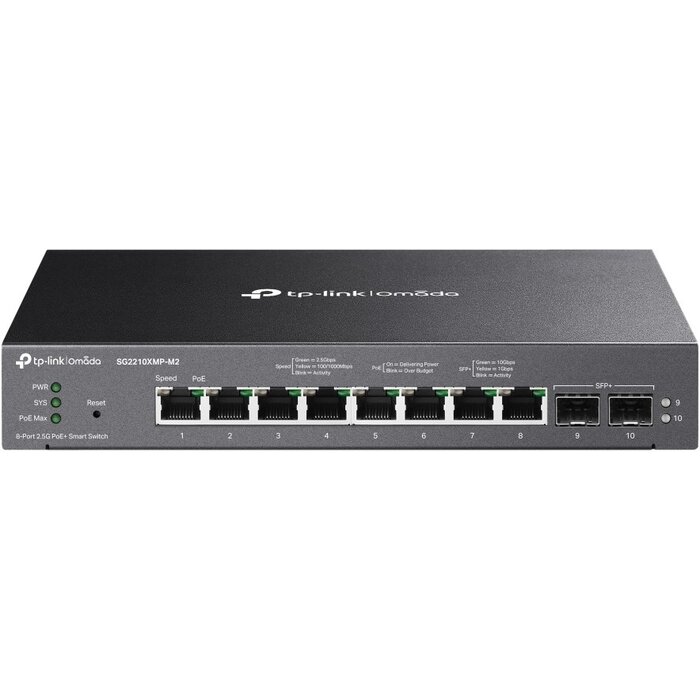 TP-Link TP-Link Omada SG2210XMP-M2 8-Poort 2.5G Multi-Gigabit PoE+ Switch met 10G SFP+ Uplinks