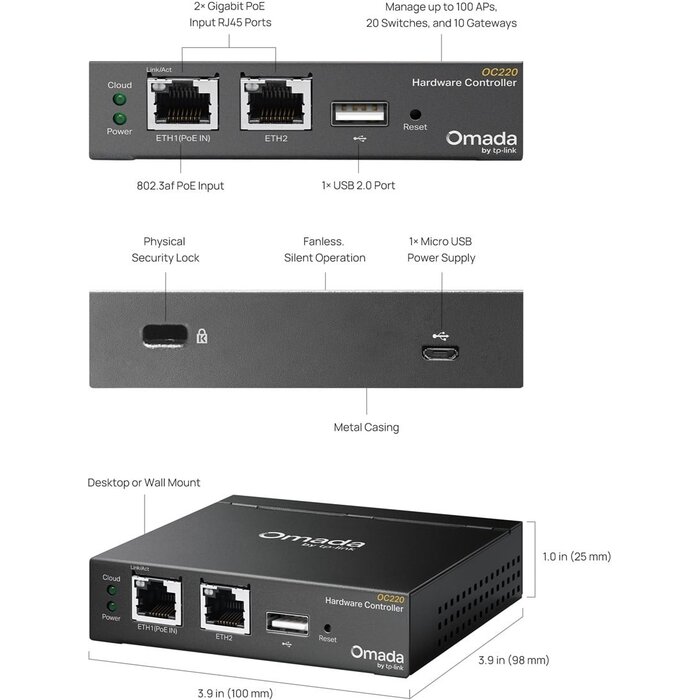 TP-Link TP-Link Omada OC200 Cloud Hardware Controller voor Centraal Netwerkbeheer