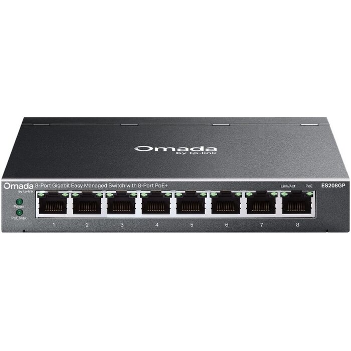 TP-Link TP-Link Omada ES208GP Managed 8-Poorts Gigabit Switch met 4 PoE+ Poorten (64W)
