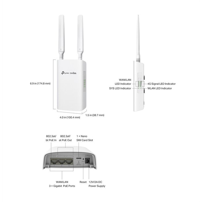 TP-Link TP-Link Omada ER703WP-4G Outdoor 4G LTE Router met Wi-Fi en PoE
