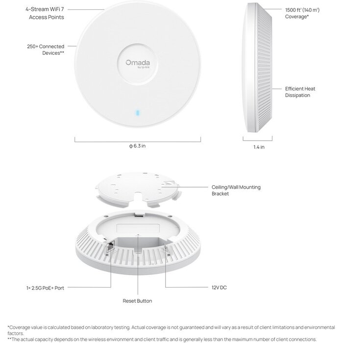TP-Link TP-Link Omada EAP720 Wi-Fi 7 BE5000 Dual-Band Access Point met 2.5G PoE+