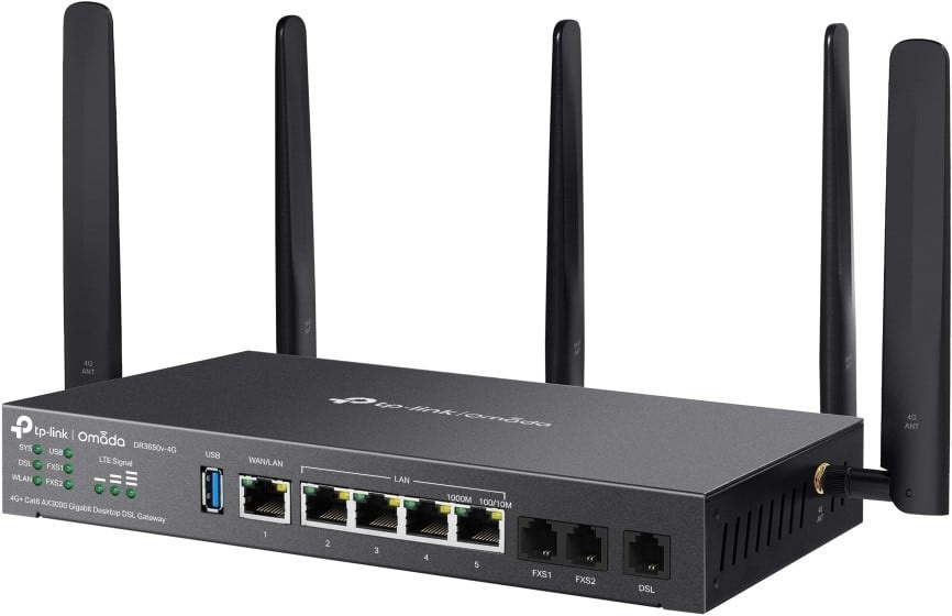 TP-Link TP-Link Omada DR3650v-4G Wi-Fi 6 Router met DSL & VoIP