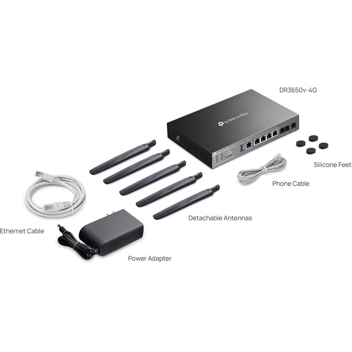 TP-Link TP-Link Omada DR3650v-4G Zakelijke Wi-Fi 6 Router met DSL, VoIP & 4G USB-ondersteuning