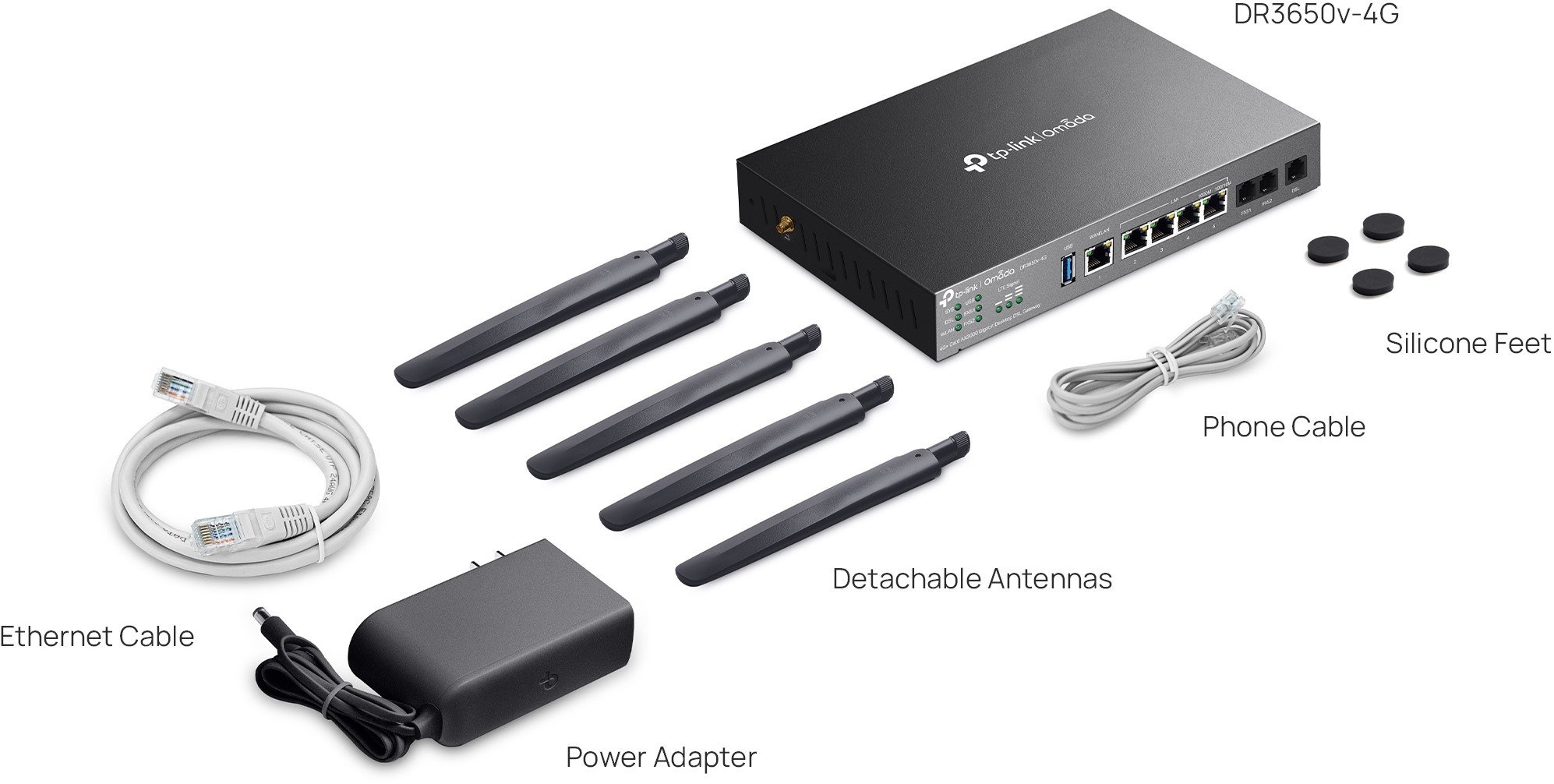 TP-Link TP-Link Omada DR3650v-4G Wi-Fi 6 Router met DSL & VoIP