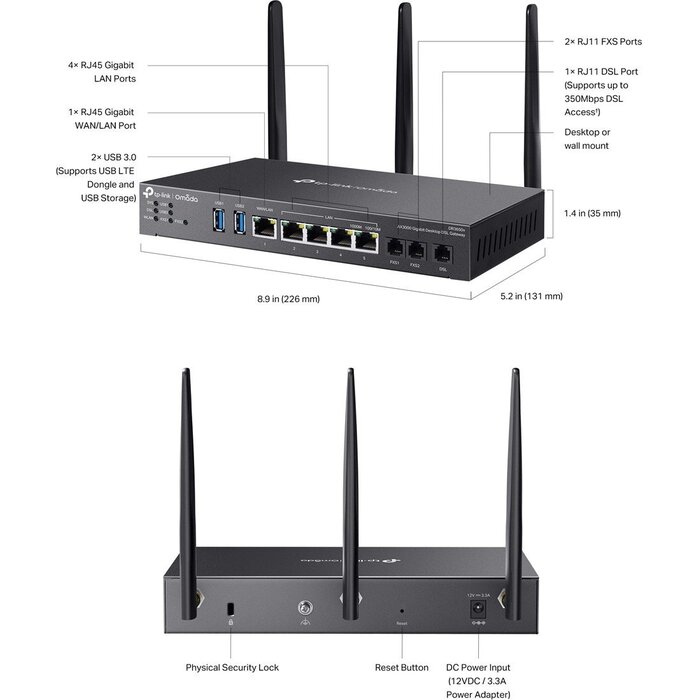 TP-Link TP-Link Omada ER706W AX3000 Wi-Fi 6 VPN Router (DR3650v)