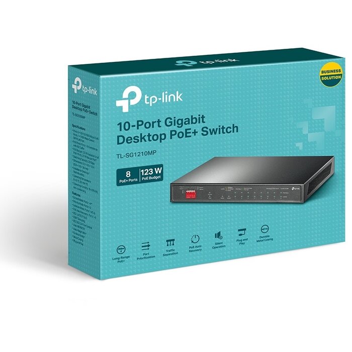 TP-Link TP-Link TL-SG1210MP 10-Poorts Gigabit Switch - 8x PoE+ (123W) & SFP