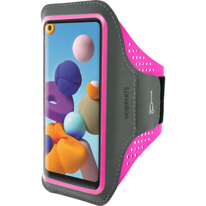 Mobiparts Mobiparts Comfort Fit Sportarmband Samsung A21s Neon Pink (MP-107848)