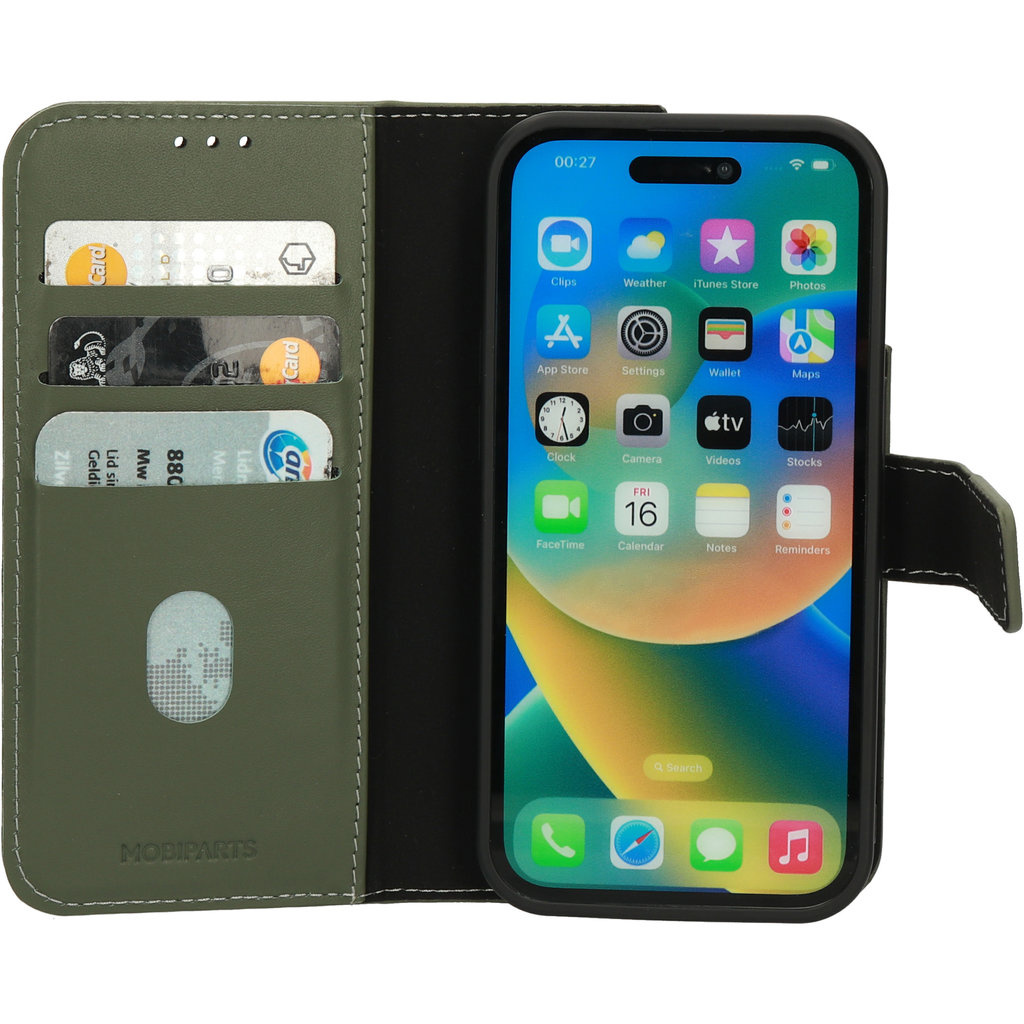 Mobiparts Mobiparts Leather 2 in 1 Wallet Case Apple iPhone 14 Pro Green