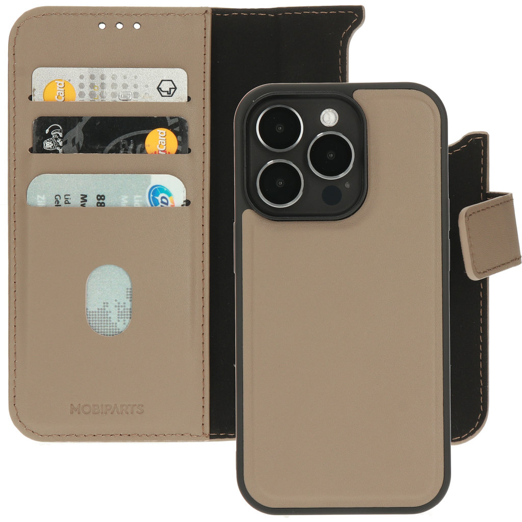 Mobiparts Mobiparts Leather 2 in 1 Wallet Case Apple iPhone 14 Pro Taupe