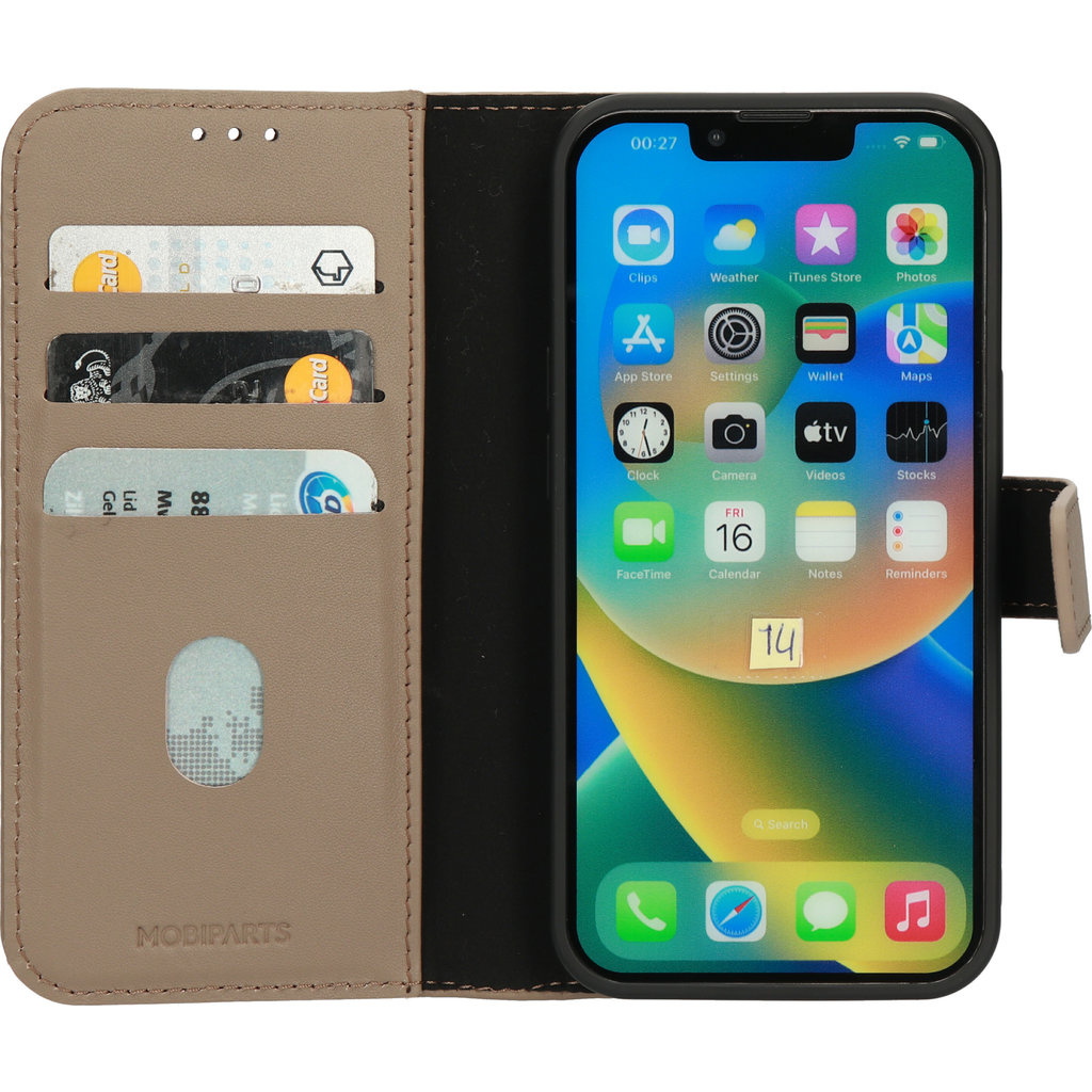 Mobiparts Mobiparts Leather 2 in 1 Wallet Case Apple iPhone 14 Taupe