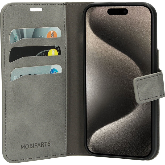 Mobiparts Mobiparts Classic Wallet Case Apple iPhone 15 Pro Granite Grey