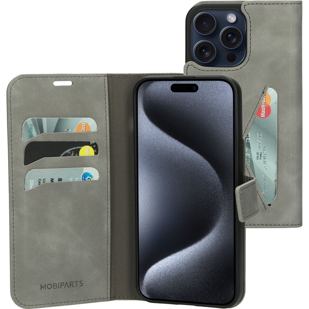 Mobiparts Mobiparts Classic Wallet Case Apple iPhone 15 Pro Max Granite Grey