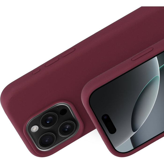 Mobiparts Mobiparts Silicone Cover Apple iPhone 16 Pro Plum Red