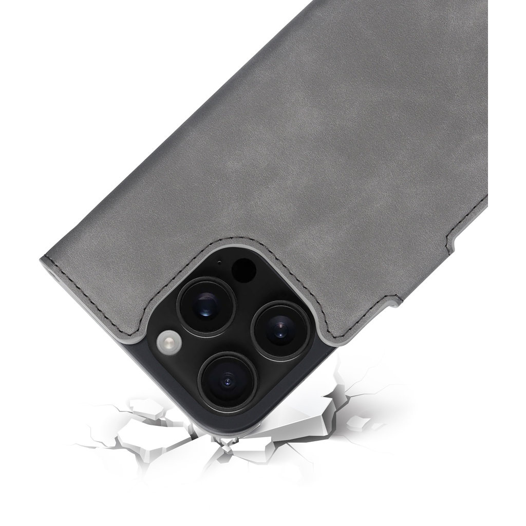 Mobiparts Mobiparts Classic Wallet Case Apple iPhone 16 Pro Granite Grey (MagSafe Compatible)