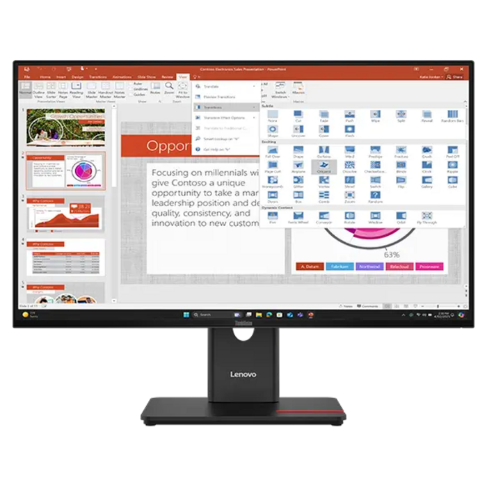 Lenovo Lenovo ThinkVision T27-40 27 inch Full HD IPS Monitor met USB-hub en verstelbare voet