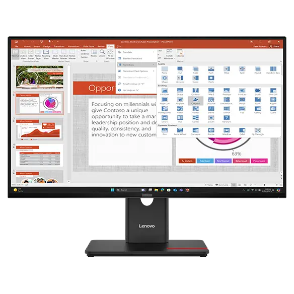 Lenovo Lenovo ThinkVision T27-40 27 inch Full HD IPS Monitor met USB-hub en verstelbare voet