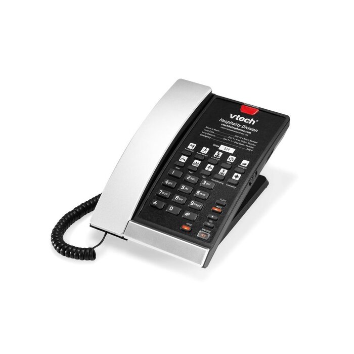 Vtech VTech A2210 Bedrade Analoge Hoteltelefoon, 1-Lijn, 10 Programmeerbare Toetsen, Zilver/Zwart