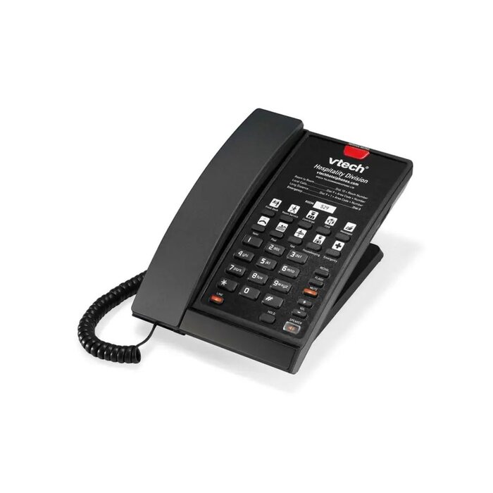 Vtech Vtech S2210-X Matte Black (5 Keys) 1-Line SIP Corded Hotel Phone, 5 Programmable Keys