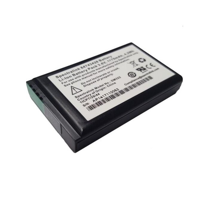 Spectralink Spectralink Battery, Lithium ion, 3.6V, 1170mAh, 4.0Wh Works for 72-, 75-,76-, and 77- Series