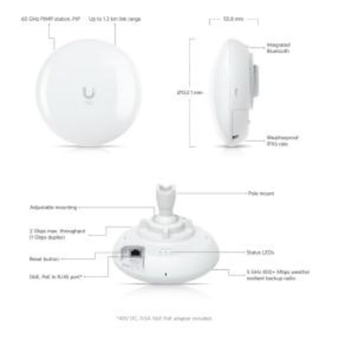 Ubiquiti Ubiquiti UISP Wave Pico 60 GHz PtMP/PtP Station met 5 GHz Backup