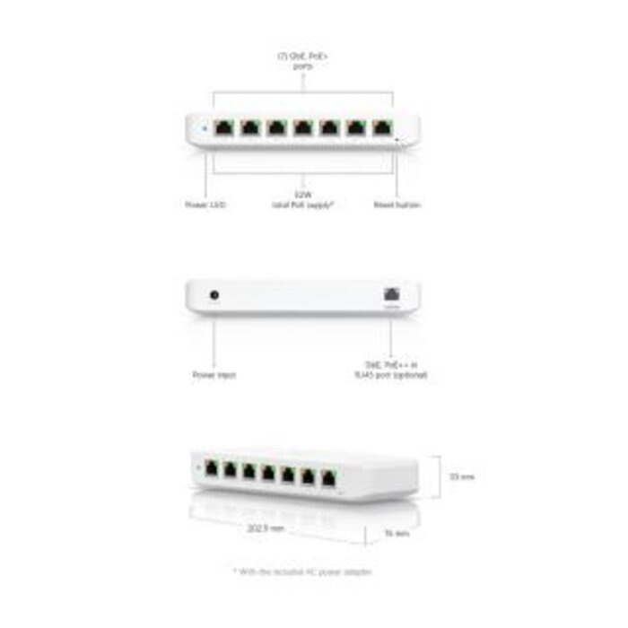 Ubiquiti Ubiquiti UniFi Switch Ultra 8-Poort Gigabit Switch met 60W PoE+ Voeding
