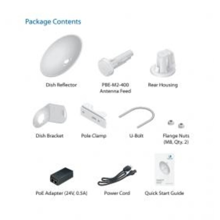 Ubiquiti Ubiquiti PowerBeam M2-400 - 18 dBi 2.4 GHz AirMax CPE voor Point-to-Point verbindingen