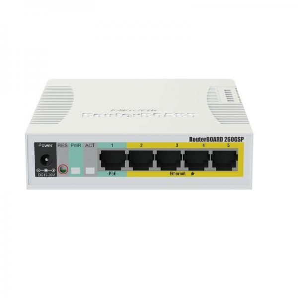 Mikrotik MikroTik RB260GSP 5-Poorts Gigabit Switch met PoE en SFP-poort