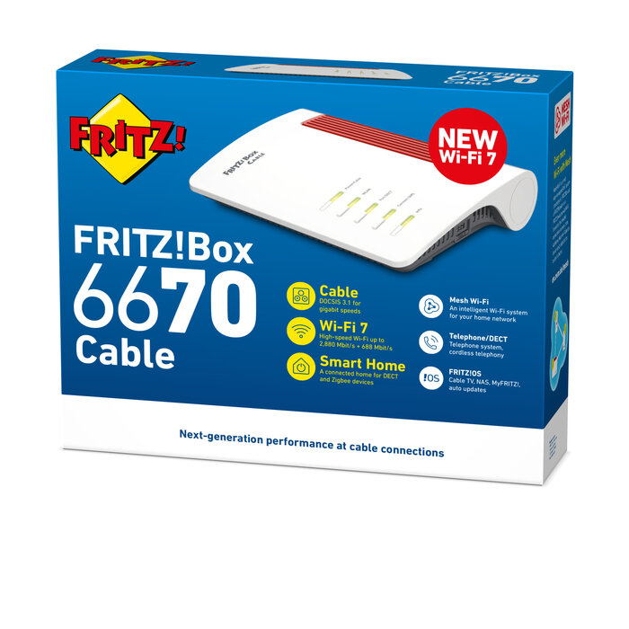 AVM AVM FRITZ!Box 6670 Cable Wi-Fi 7 Modemrouter met Zigbee & 2.5GbE