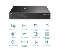 TP-Link TP-Link VIGI NVR1008H-8MP 8-Kanaals 4K NVR met 8x PoE+
