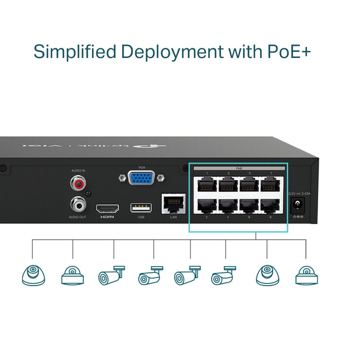 TP-Link TP-Link VIGI NVR1008H-8MP 8-Kanaals 4K NVR met 8x PoE+