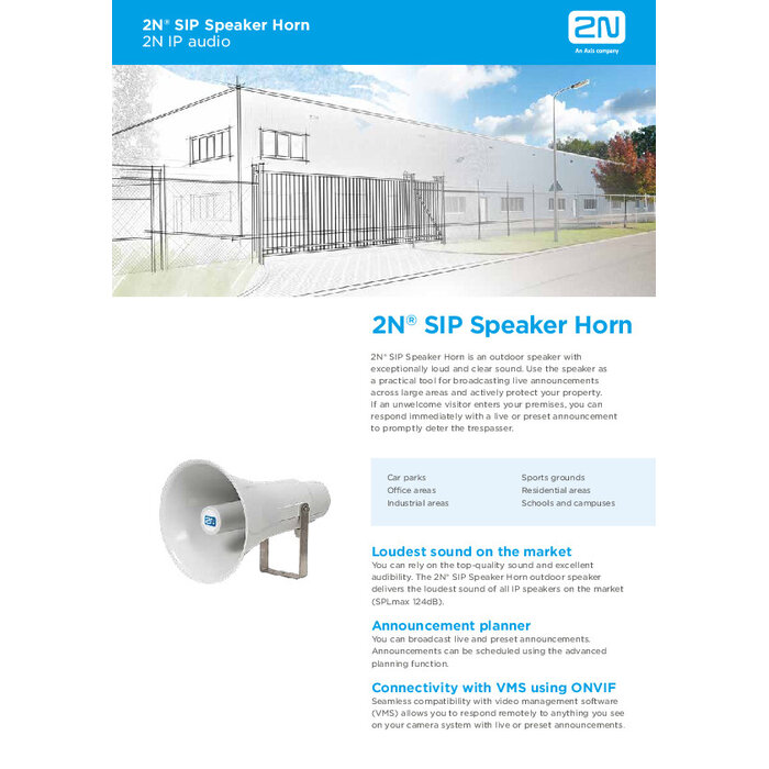 2N 2N SIP Speaker Horn (914422E) - IP-Buitenluidspreker met PoE