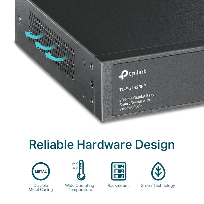 TP-Link TP-Link TL-SG1428PE 28-Poorts Gigabit Smart Switch (24x PoE+, 250W, 2x SFP)