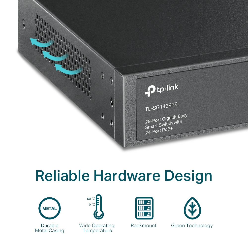 TP-Link TP-Link TL-SG1428PE 28-Poorts Gigabit Smart Switch (24x PoE+, 250W, 2x SFP)