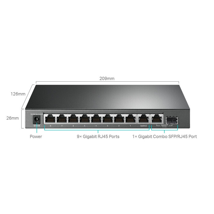 TP-Link TP-Link TL-SG1210MPE 10-Poorts Gigabit Easy Smart Switch - 8x PoE+ (123W) & SFP