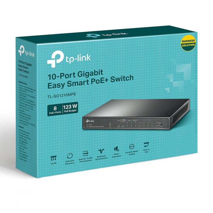 TP-Link TP-Link TL-SG1210MPE 10-Poorts Gigabit Easy Smart Switch - 8x PoE+ (123W) & SFP