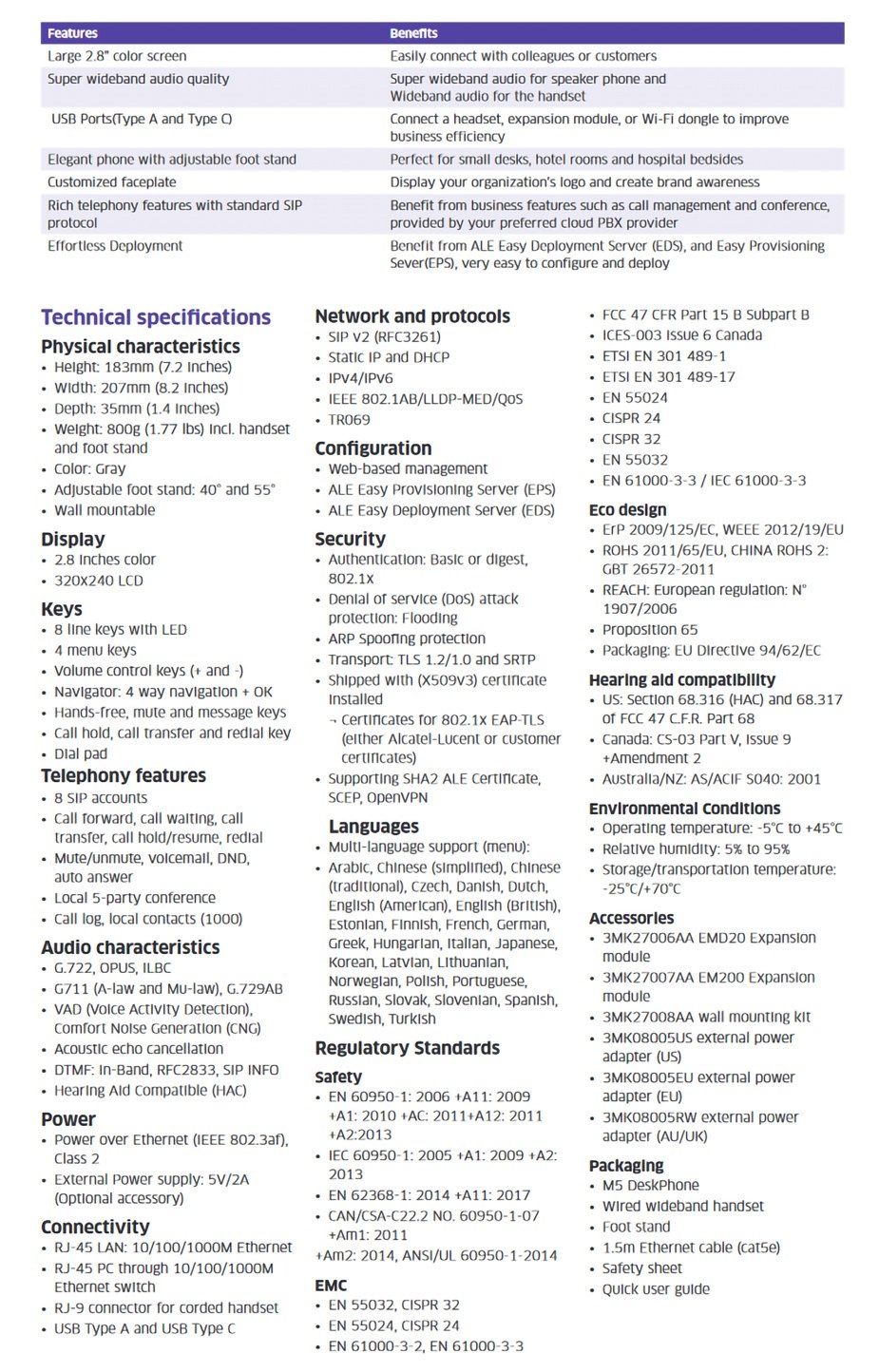Alcatel-Lucent Alcatel-Lucent M5 DeskPhone SIP Telefoon (3MK27002AA)